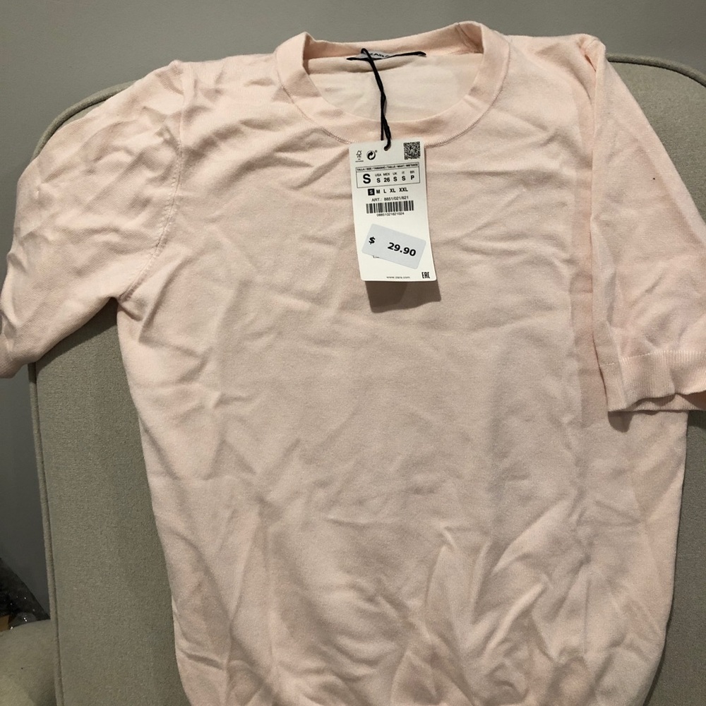 Zara pink short sleeve sweater, new with tags!
